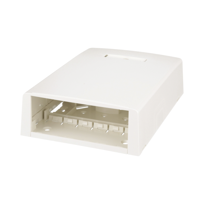 Caja de Montaje en ficie Con Accesorio Resguardo de Fibra Optica 12 Modulos Mini-Com Blanco Mate