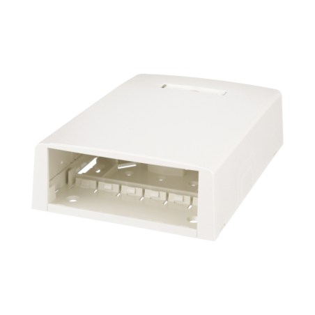 Caja de Montaje en ficie Con Accesorio Resguardo de Fibra Optica 12 Modulos Mini-Com Blanco Mate