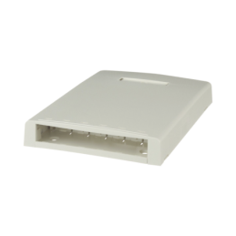 Caja de Montaje en ficie Con Accesorio Resguardo de Fibra Optica 6 Modulos Mini-Com Blanco Mate