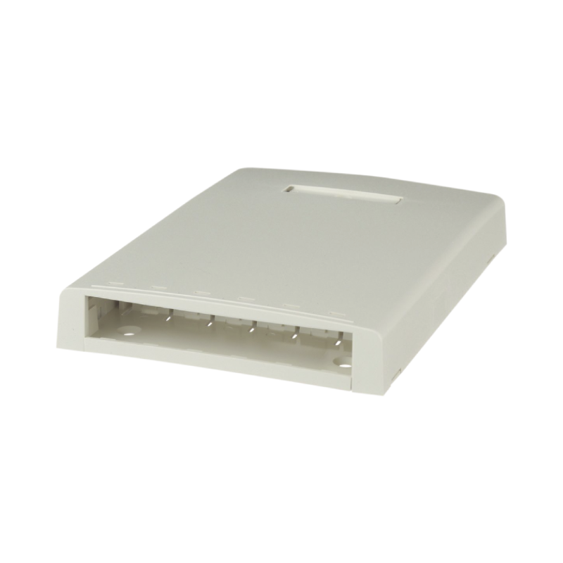 Caja de Montaje en ficie Con Accesorio Resguardo de Fibra Optica 6 Modulos Mini-Com Blanco Mate