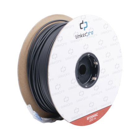 Carrete de Fibra Optica Monomodo con Conectores SC-SC Duplex Reforzada con Kevlar de 200 metros