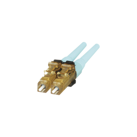 Conector de Fibra Optica LC Duplex OptiCam Multimodo 50/125 OM3/OM4 Pre-pulido Aqua