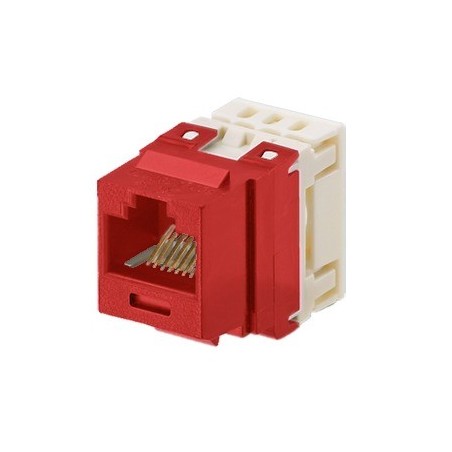 Conector Jack Estilo 110 (de Impacto) Tipo Keystone Cat5e 8 cables Rojo