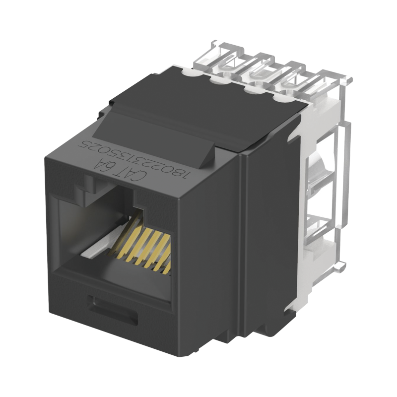 Conector Jack Estilo 110 (de Impacto) Tipo Keystone Cat6A 8 cables Negro