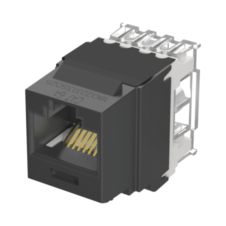 Conector Jack Estilo 110 (de Impacto) Tipo Keystone Cat6A 8 cables Negro