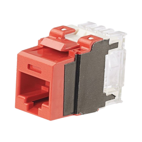 Conector Jack Estilo 110 (de Impacto) Tipo Keystone Cat6A 8 cables Rojo