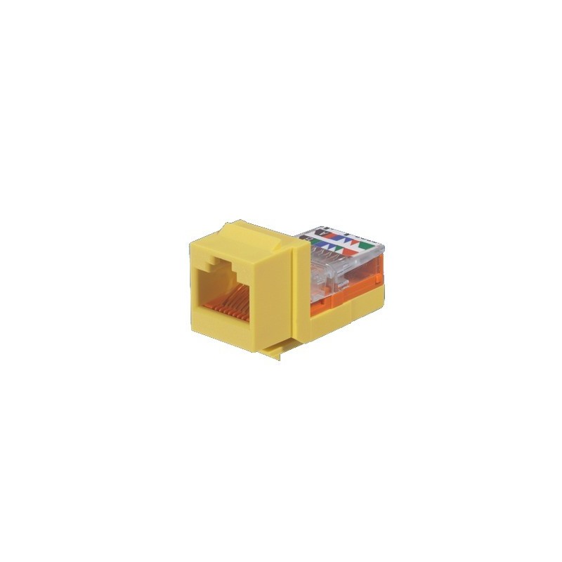 Conector Jack Estilo Leadframe Tipo Keystone Cat5e 8 cables Amarillo