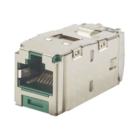 Conector Jack RJ45  Blindado Estilo TG Mini-Com Cat6A 8 cables Verde