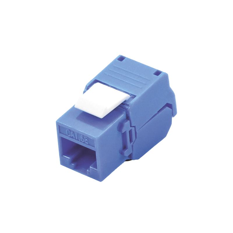 Conector Jack RJ45Keystone Cat5e (toolless) con terminacion en angulo 180° Azul