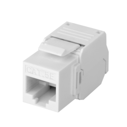 Conector Jack RJ45Keystone Cat5e (toolless) con terminacion en angulo 180° Blanco