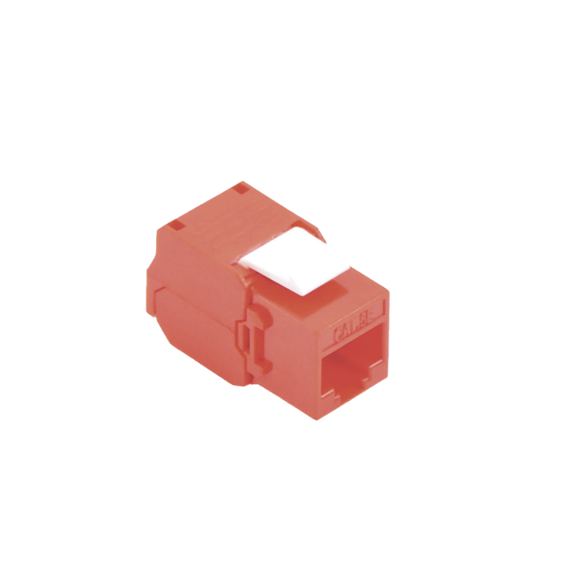 Conector Jack RJ45Keystone Cat5e (toolless) con terminacion en angulo 180° Rojo