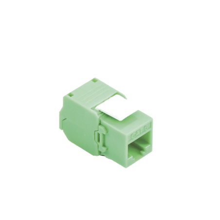 Conector Jack RJ45Keystone Cat5e (toolless) con terminacion en angulo 180° Verde