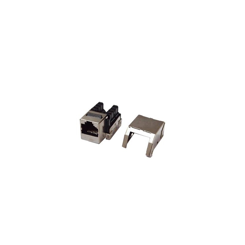 Conector Jack RJ45Keystone Cat5e con terminacion 110 (Punchdown) blindado (STP) - Metal