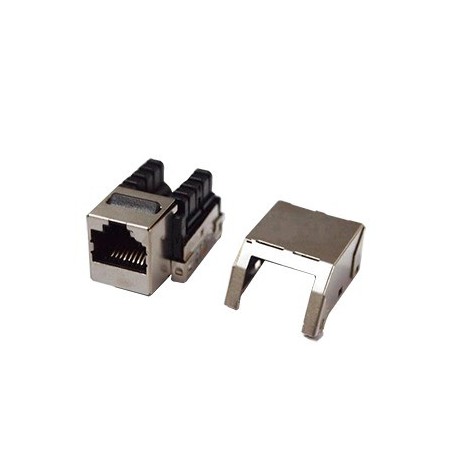 Conector Jack RJ45Keystone Cat5e con terminacion 110 (Punchdown) blindado (STP) - Metal