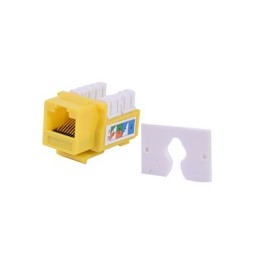 Conector Jack RJ45Keystone Cat5e con terminacion 110 (Punchdown) faceplate - Amarillo