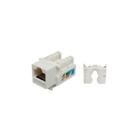 Conector Jack RJ45Keystone Cat5e con terminacion 110 (Punchdown) faceplate - Blanco