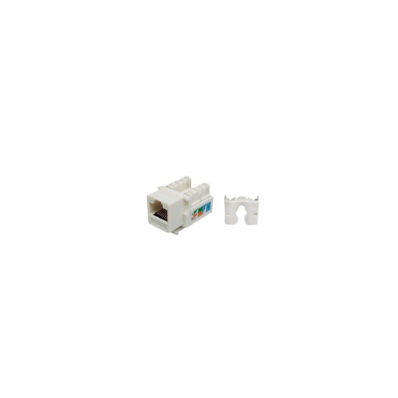 Conector Jack RJ45Keystone Cat5e con terminacion 110 (Punchdown) faceplate - Blanco