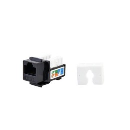 Conector Jack RJ45Keystone Cat5e con terminacion 110 (Punchdown) faceplate - Negro