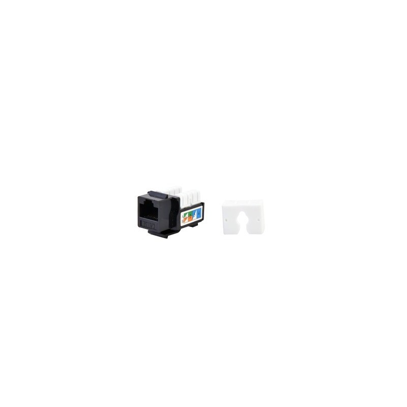 Conector Jack RJ45Keystone Cat5e con terminacion 110 (Punchdown) faceplate - Negro