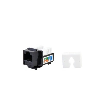 Conector Jack RJ45Keystone Cat5e con terminacion 110 (Punchdown) faceplate - Negro