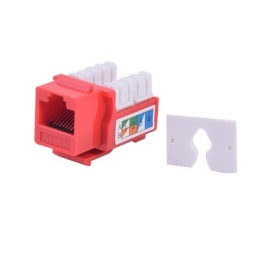 Conector Jack RJ45Keystone Cat5e con terminacion 110 (Punchdown) faceplate - Rojo