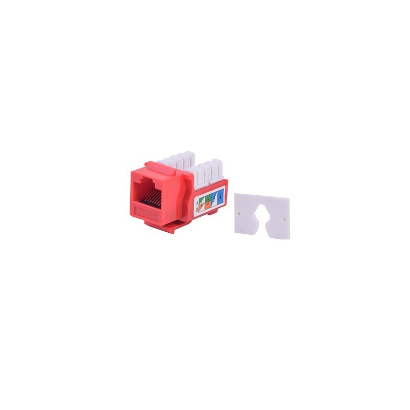 Conector Jack RJ45Keystone Cat5e con terminacion 110 (Punchdown) faceplate - Rojo