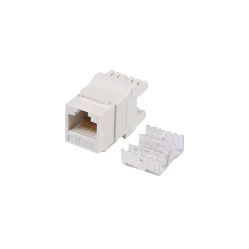 Conector Jack RJ45Keystone Cat5e con terminacion en angulo 180° Blanco