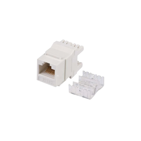 Conector Jack RJ45Keystone Cat5e con terminacion en angulo 180° Blanco