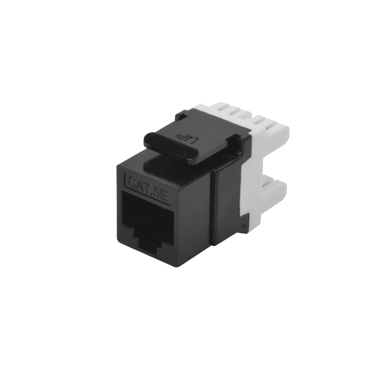 Conector Jack RJ45Keystone Cat5e con terminacion en angulo 180° Negro