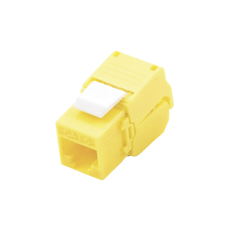 Conector Jack RJ45Keystone Cat6 (toolless) con terminacion en angulo 180° Amarillo