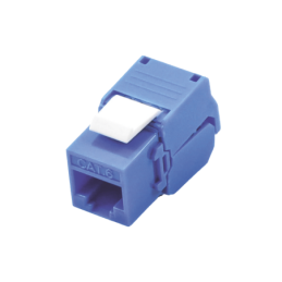 Conector Jack RJ45Keystone Cat6 (toolless) con terminacion en angulo 180° Azul