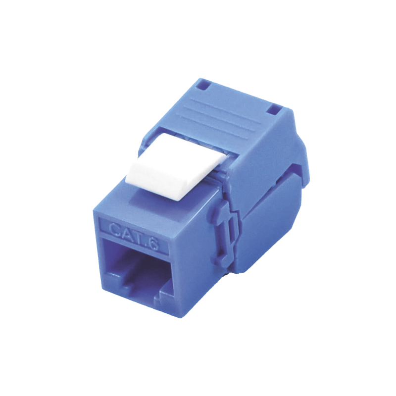 Conector Jack RJ45Keystone Cat6 (toolless) con terminacion en angulo 180° Azul