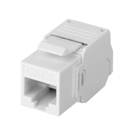 Conector Jack RJ45Keystone Cat6 (toolless) con terminacion en angulo 180° Blanco