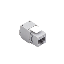 Conector Jack RJ45Keystone Cat6 (toolless) con terminacion en angulo 180° Gris