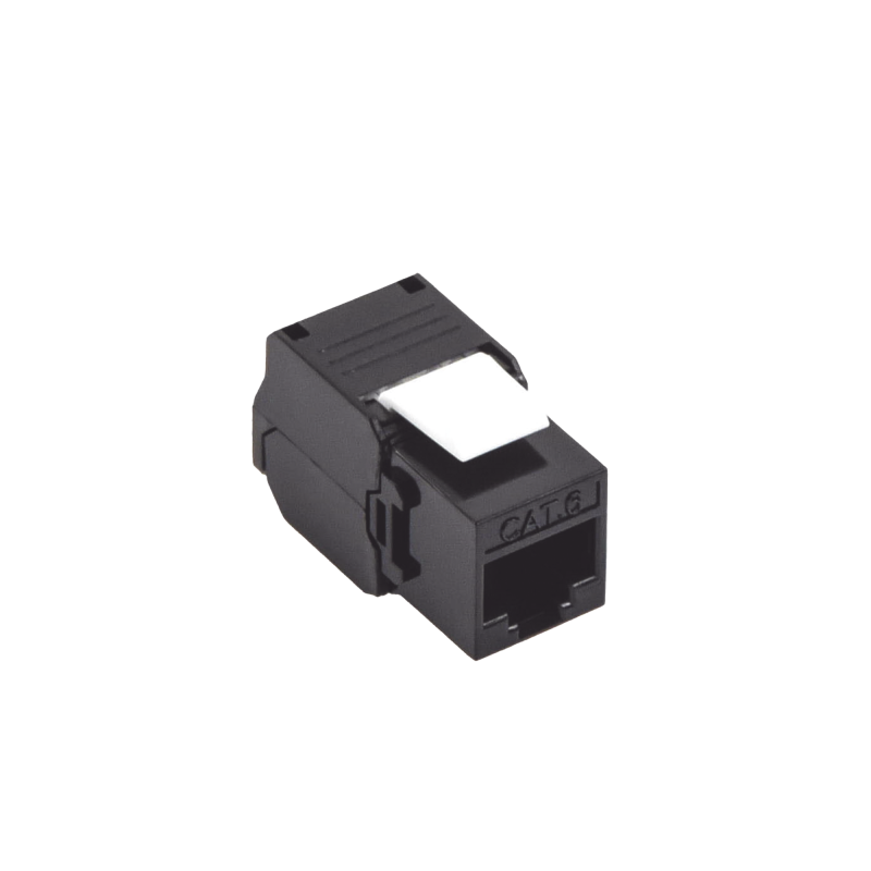 Conector Jack RJ45Keystone Cat6 (toolless) con terminacion en angulo 180° Negro