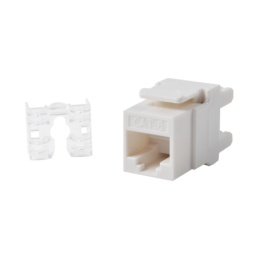 Conector Jack RJ45Keystone Cat6 con terminacion 110 (Punchdown) angulo 180° Blanco