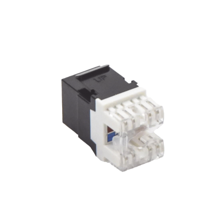 Conector Jack RJ45Keystone Cat6 con terminacion en angulo 180° Negro