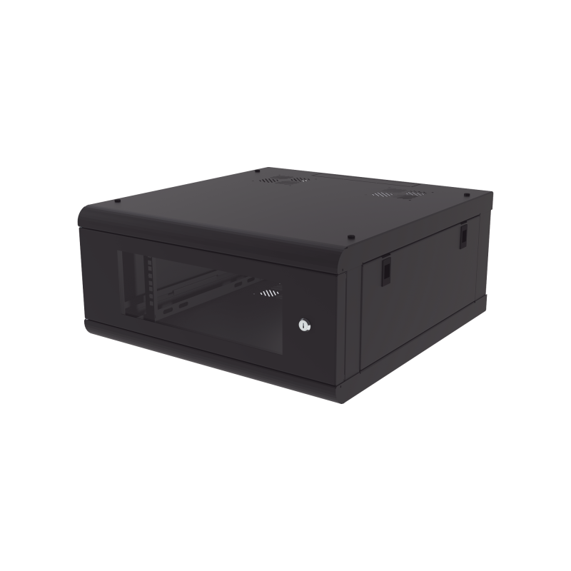 Gabinete de Pared con Puerta de Cristal Templado 635mm de Profundidad 4U Rack de 19'' Acero Reforzado