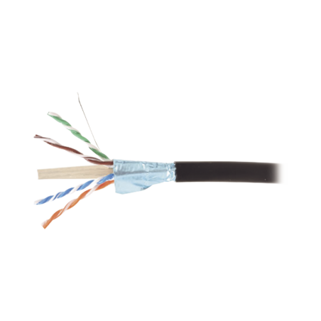 Bobina de Cable Blindado F/UTP de 4 Pares ext  Gel Cat6A (23 AWG) Indus Enterrado Directo Negro 305 m