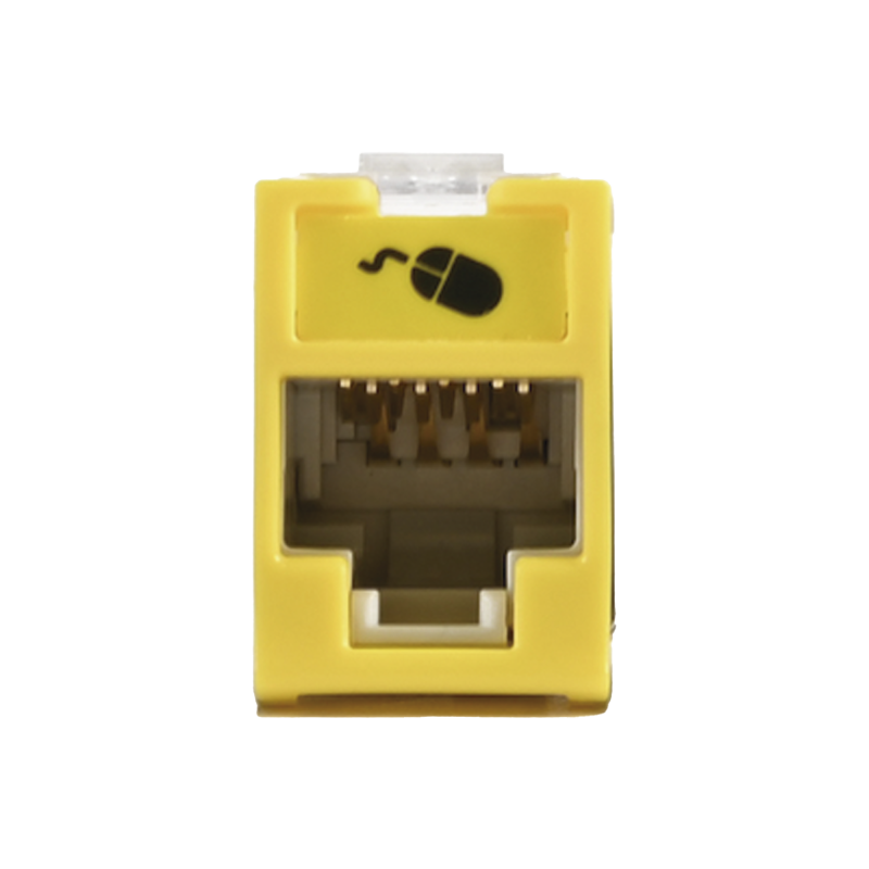 Jack UltraMAX Cat6A UTP Montaje hibrido en Placa de Pared (Plano y Angulado) Amarillo Punch Down