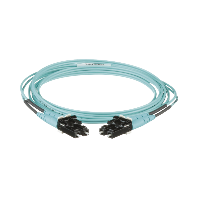 Jumper de Fibra Optica Multimodo 50/125 OM3 LC-LC Duplex OFNR (Riser) Aqua 2 Metros