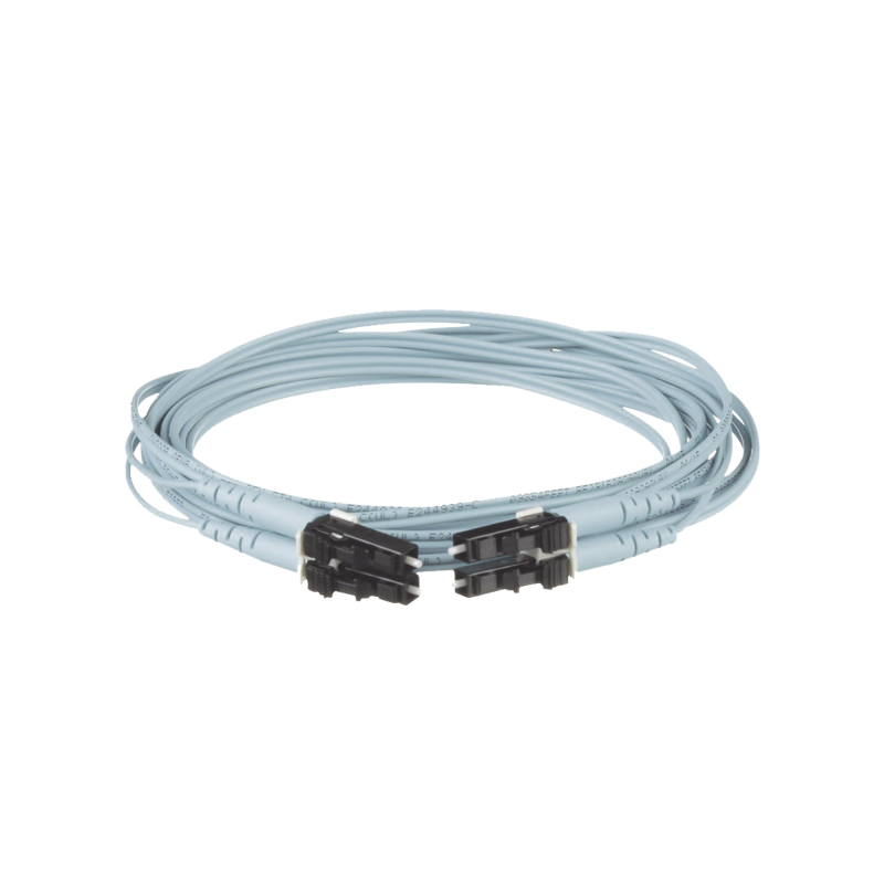 Jumper de Fibra Optica Multimodo 50/125 OM3 LC-LC Duplex OFNR (Riser) Aqua 7 Metros