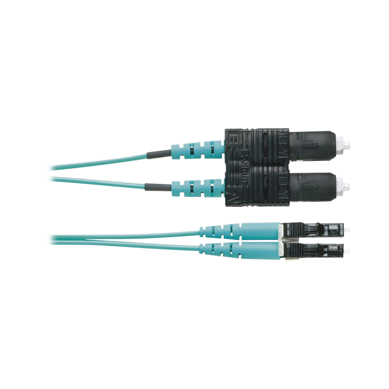 Jumper de Fibra Optica Multimodo 50/125 OM3 LC-SC Duplex OFNR (Riser) Aqua 1 Metro