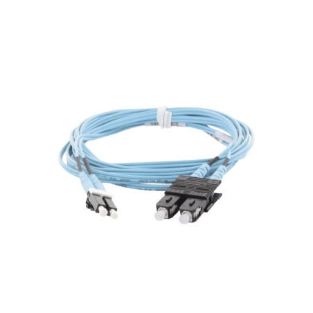 Jumper de Fibra Optica Multimodo 50/125 OM3 LC-SC Duplex OFNR (Riser) Aqua 10 Metros