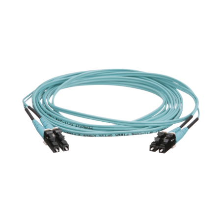 Jumper de Fibra Optica Multimodo 50/125 OM4 LC-LC Duplex OFNR (Riser) Aqua 10 Metros