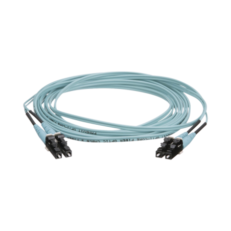 Jumper de Fibra Optica Multimodo 50/125 OM4 LC-LC Duplex OFNR (Riser) Aqua 20 Metros