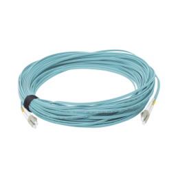 Jumper de Fibra Optica Multimodo 50/125 XGLO OM3 LC-LC Duplex OFNR Aqua 30 Metros