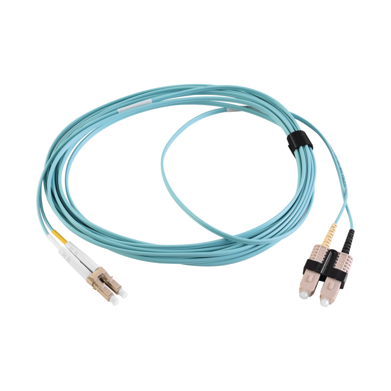 Jumper de Fibra Optica Multimodo 50/125 XGLO OM3 LC-SC Duplex OFNR Aqua 1 Metro