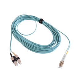 Jumper de Fibra Optica Multimodo 50/125 XGLO OM3 LC-SC Duplex OFNR Aqua 10 Metros