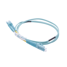 Jumper de Fibra Optica Multimodo OM4 50/125 LC-LC OFNR (Riser) 2.0 mm Duplex Aqua 1 metro